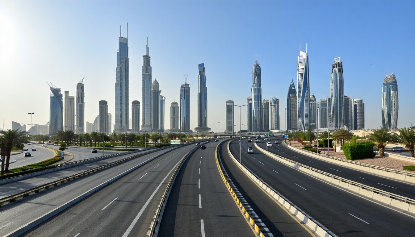 Dubai skyline with modern highways